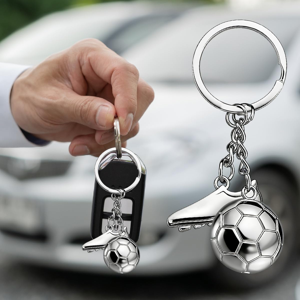 Portachiavi Calcio,Portachiavi Regalo Calcio,Portachiavi Pallone Calcio per Ragazzi e Ragazze,per Fan,Coppie e Feste di Compleanno per Scambiarsi Regali - 4