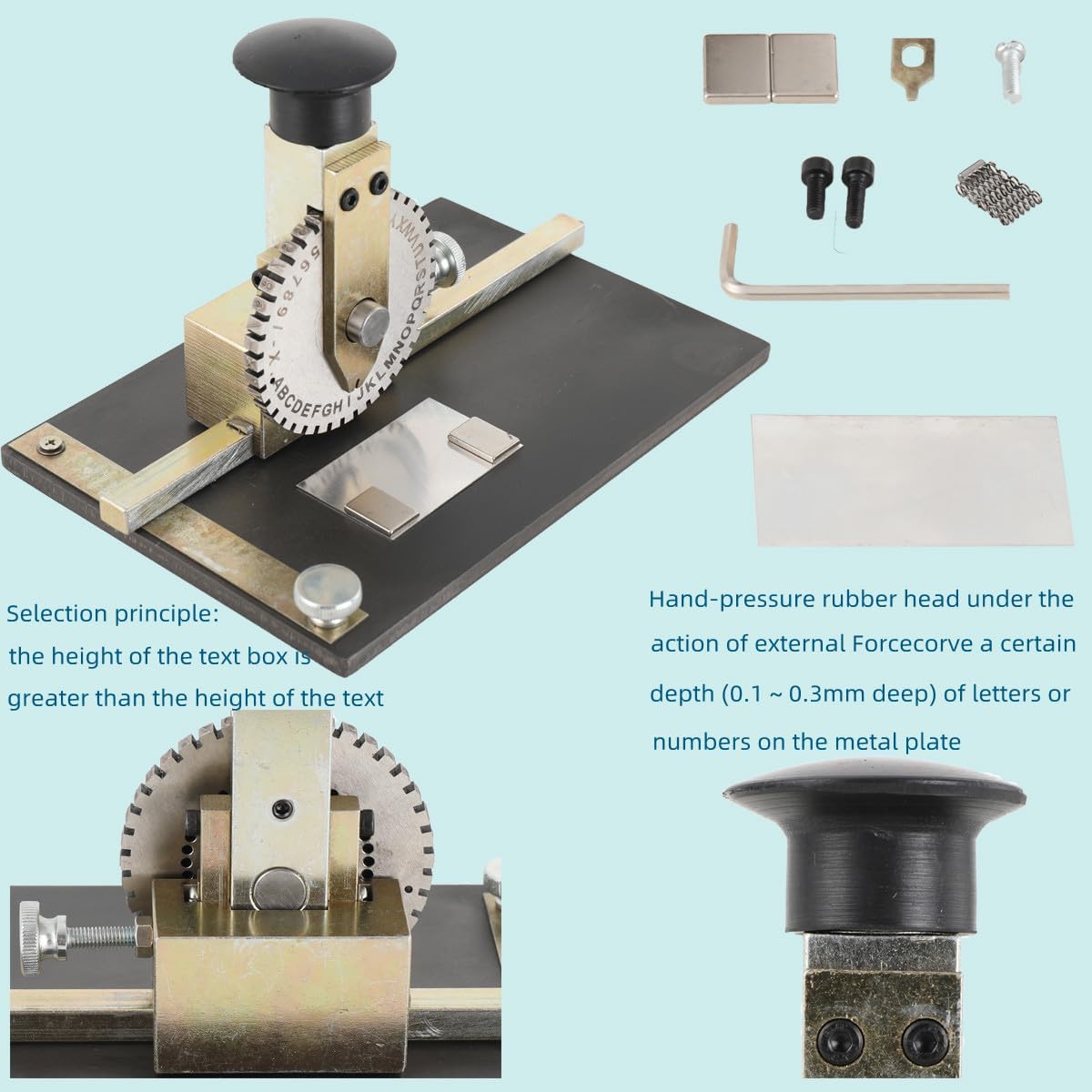 Metal Plate Stamping Embosser ECUTEE Manual Embossing Machine Number and Letter Symbol Stamping Marking Machine Embosser Printer Suitable for Embossing Dog Tags, Nameplates, Metal Cards
