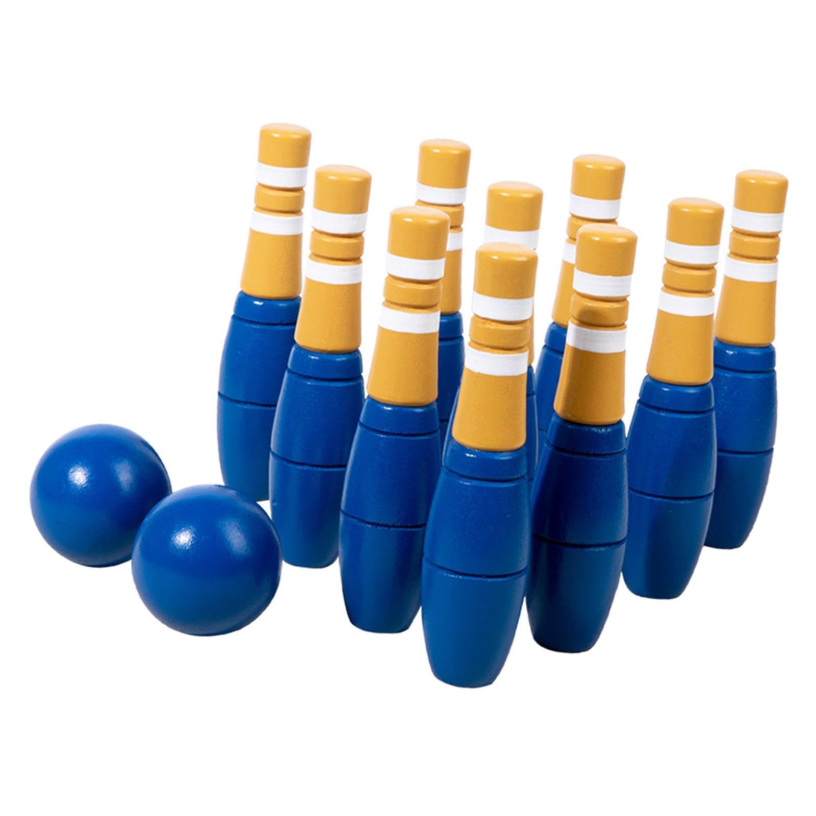 Set da Bowling per Bambini con Birilli in Legno, Giocattolo | divertente per attività al chiuso. Il set da bowling per bambini include 10 birilli, gioco interattivo per il tempo libero