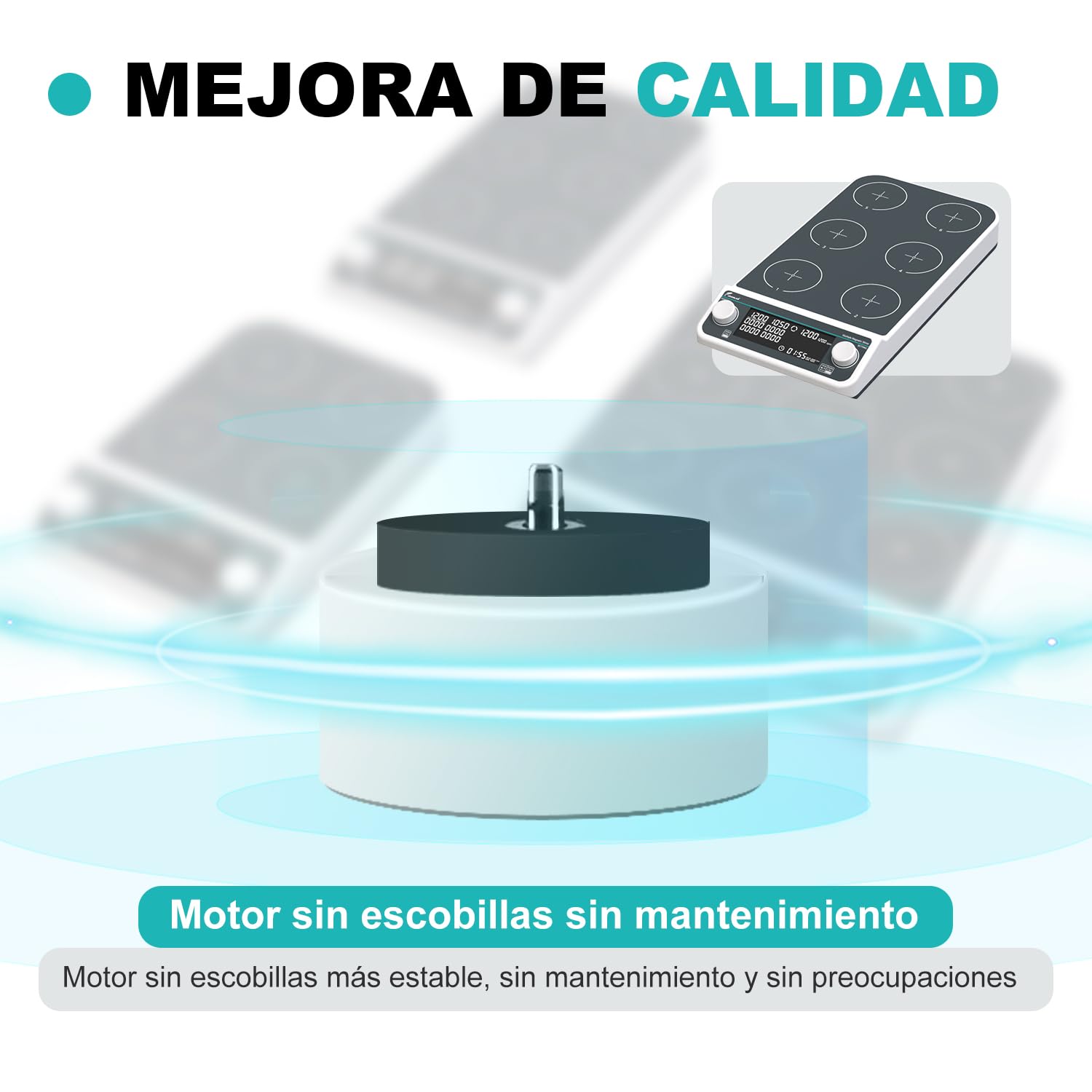 JOANLAB Agitador Magnético Digital 6 Posiciones, Modos Sinc/Asinc, 50-1500 RPM, Temporizador, Capacidad 6x500 ml, para Laboratorio(MMS6PRO)