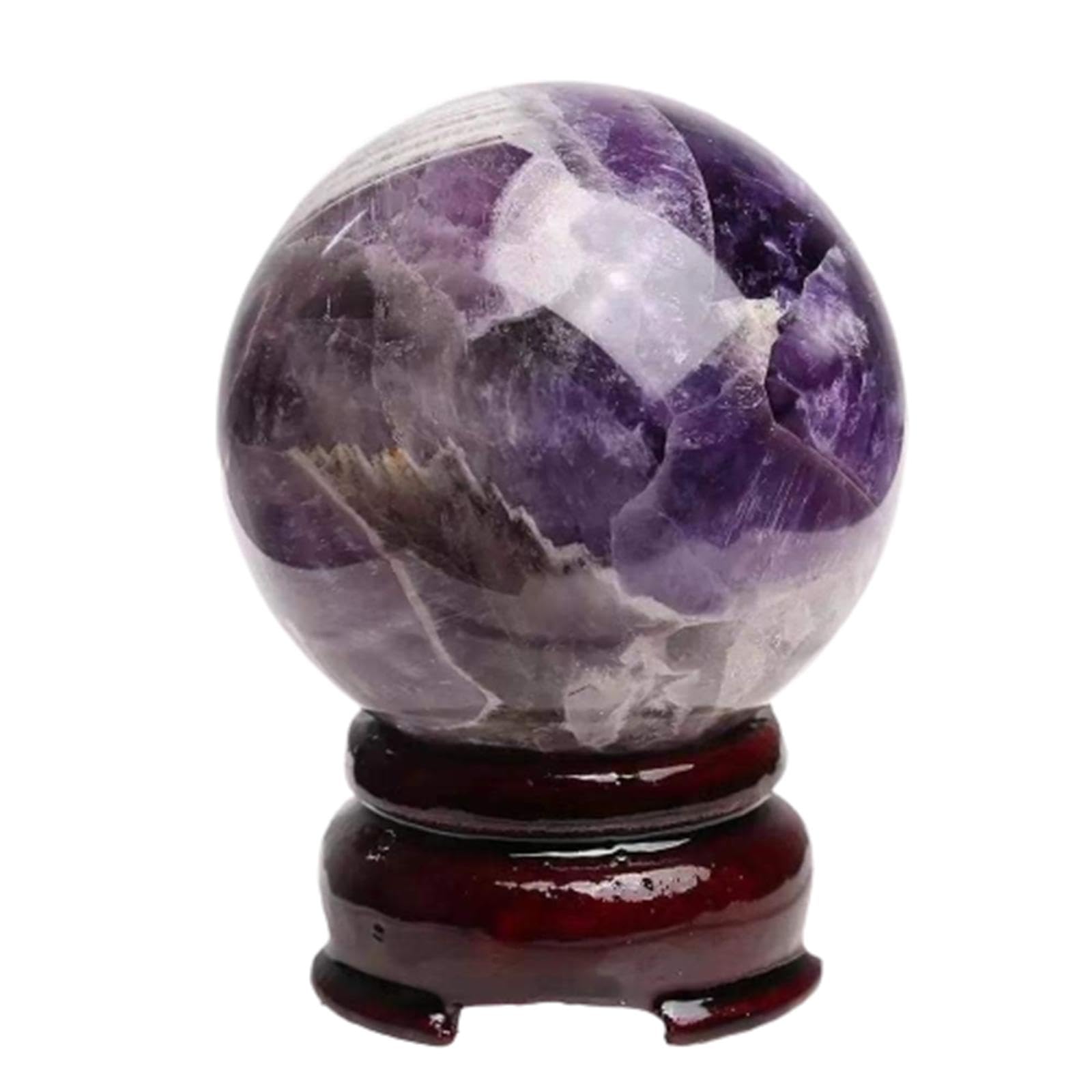 CYVXCPPGI Amethyst Ornament Crystal Ball Sphere with Stand, Polished Round Gemstone Crystal Divination Sphere Fengshui Decorations,110mm