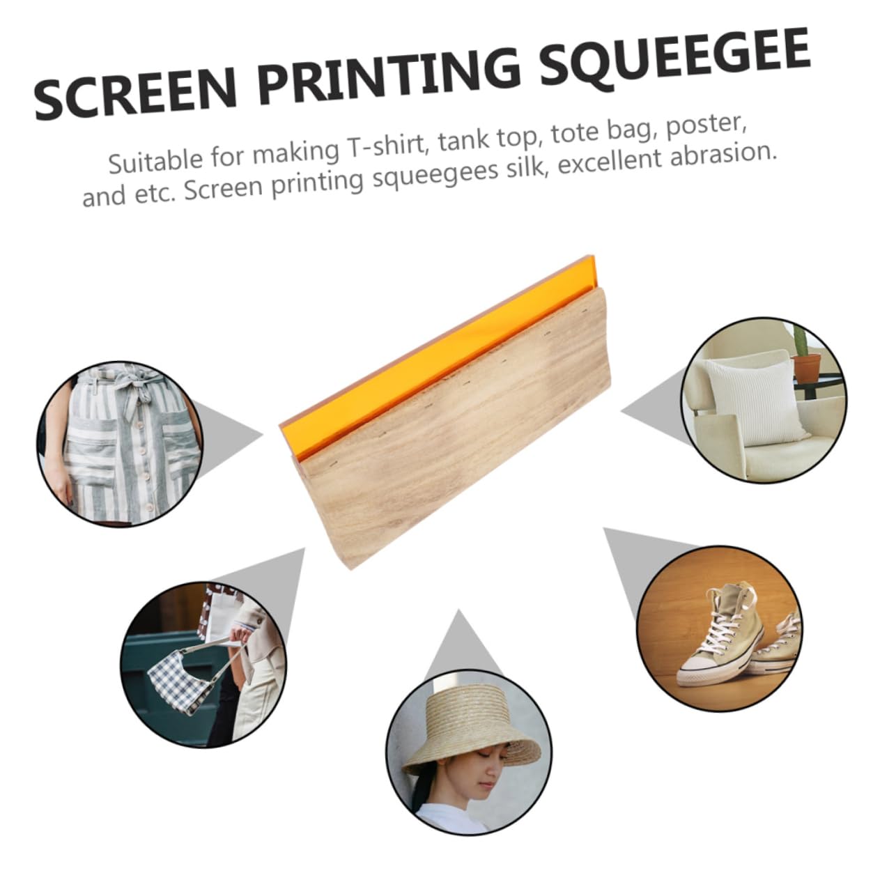 Operitacx Set 1 Accessori Stampa Serigrafica Spatola in Legno e Gomma, Resistente a Graffi, Angoli Arrotondati, per Stampa Manuale e Grafica di Qualità