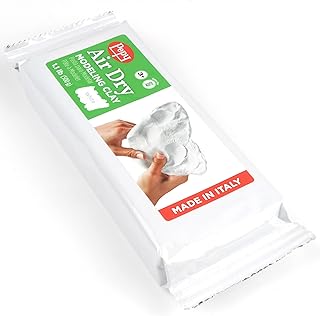 Premium European Air Dry Modeling Clay White 1.1 lb Bar, Easy to Use Air-Hardening and Non-Staining Clay for Classroom and Montessori Sculpting and Crafts Projects