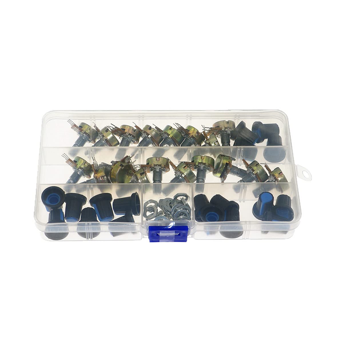 Kit potentiomètre WH148 B1K à 1M 18 pcs avec boutons et écrous pour projets DIY