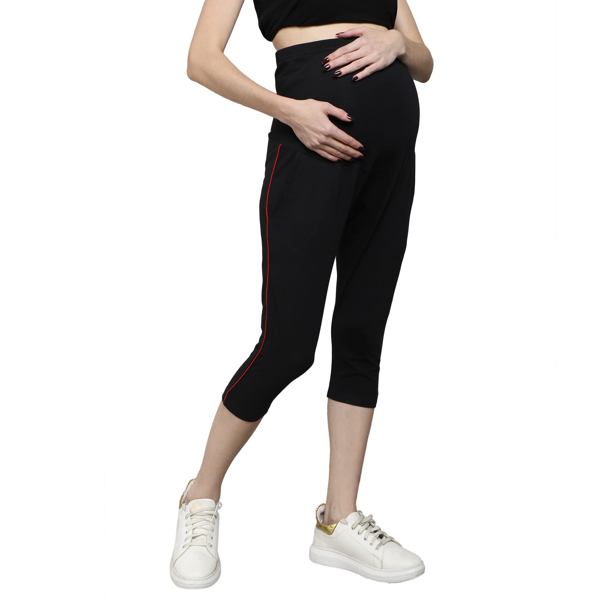 Sillyboom Women's Comfort Fit Maternity Yoga Pants Capris for Women Pregnancy Pants Over-Belly Design and Elastic Waistband for All Moms to Be (Black, XL) - Image 4 thumbnail