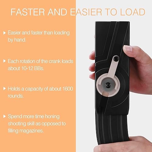 Miniatura 8 de Ludex 1600 Large Capacity Airsoft Speed Loader for 6mm BBS M4M16 Hand Crank Airsoft Magazines Speed Loader Fast Quick BB Gun Loader