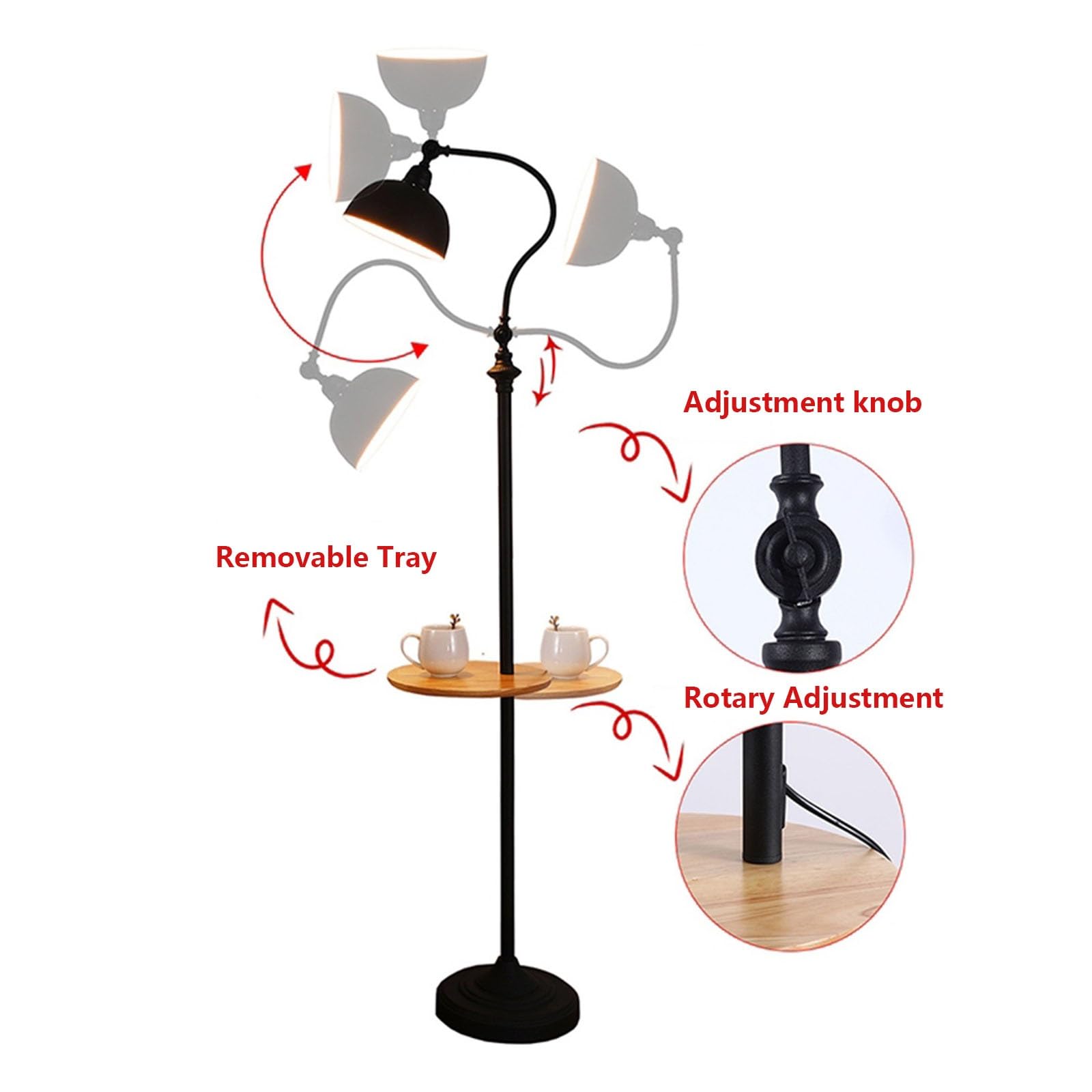 Luce da terra Lampada da terra con tavolo in base di marmo, moderna ed elegante vassoio lampada for ufficio caffetteria soggiorno camera letto Lampada d'angolo