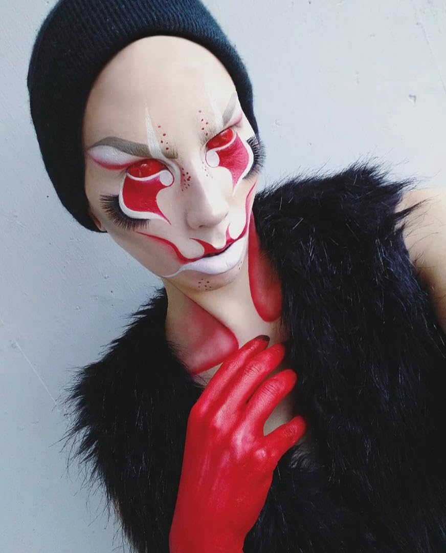 Soczewka kontaktowa twardowkowa - Red Mesh - 1 para 2 soczewek - Do uzytku przez 1 rok - Bez mocy - COSPLAY - HALLOWEEN