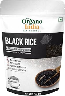 Organo India Black Rice-Chak-hao | Aromatic Black Rice | Manipuri Authentic Chak-Hao Rice| 750GM