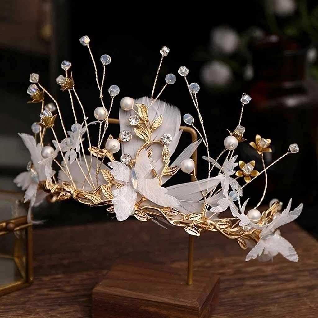 ヘアバンドクラウンヘアジュエリーブライダルかぶと女性ラインストーンクリスタルティアラ BriParty 結婚式の髪