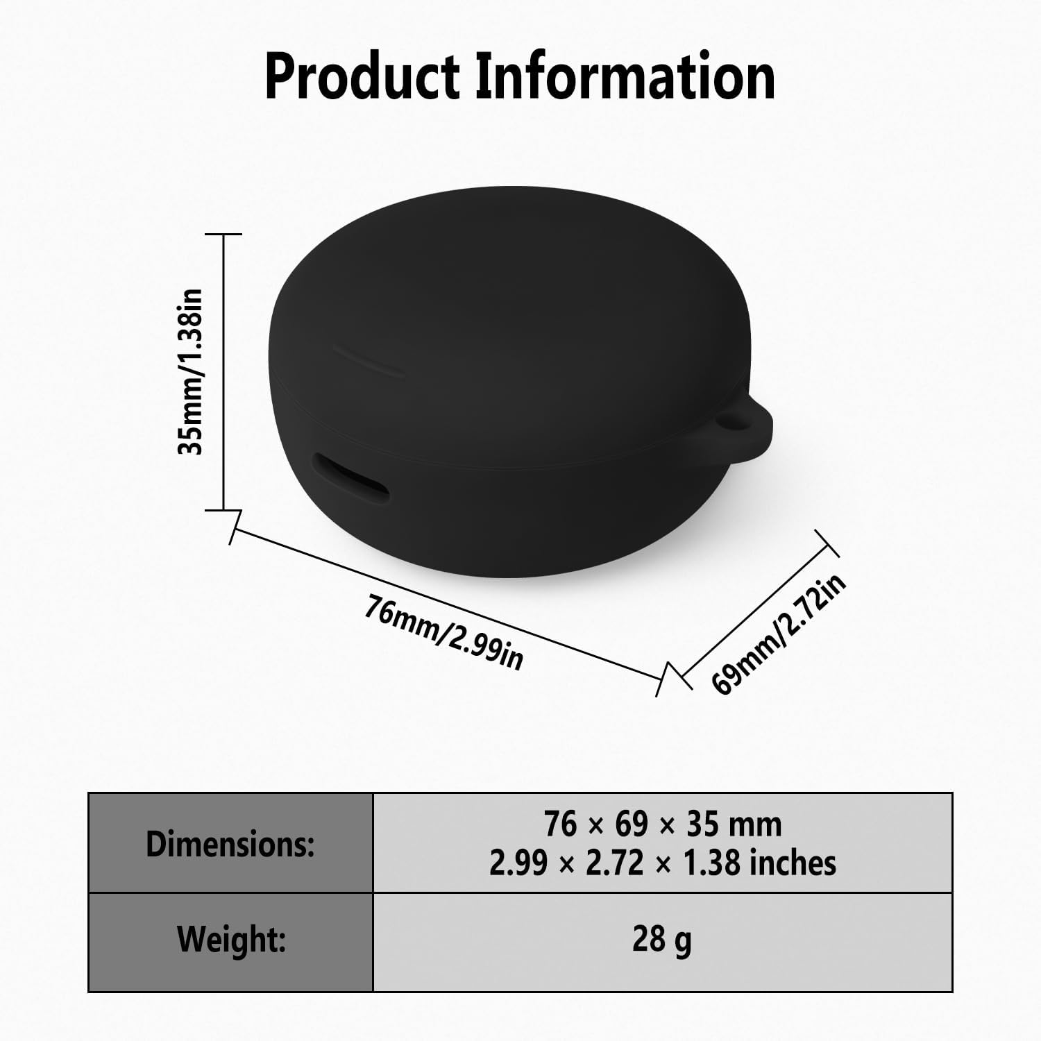 Geiomoo Silicone Case for Anker Soundcore Sleep A30, Soft Flexible Scratch Resistant Protective Cover with Carabiner (Black) - Image 3