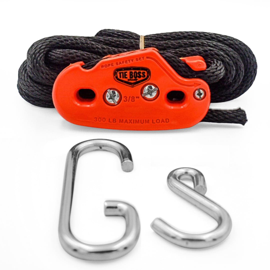 3/8 Inch, Heavy Duty, (300 lbs Working Load Limit), Weather Resistant, Tie Down, Rope Tightening System, (w/15 ft Rope) - Orange