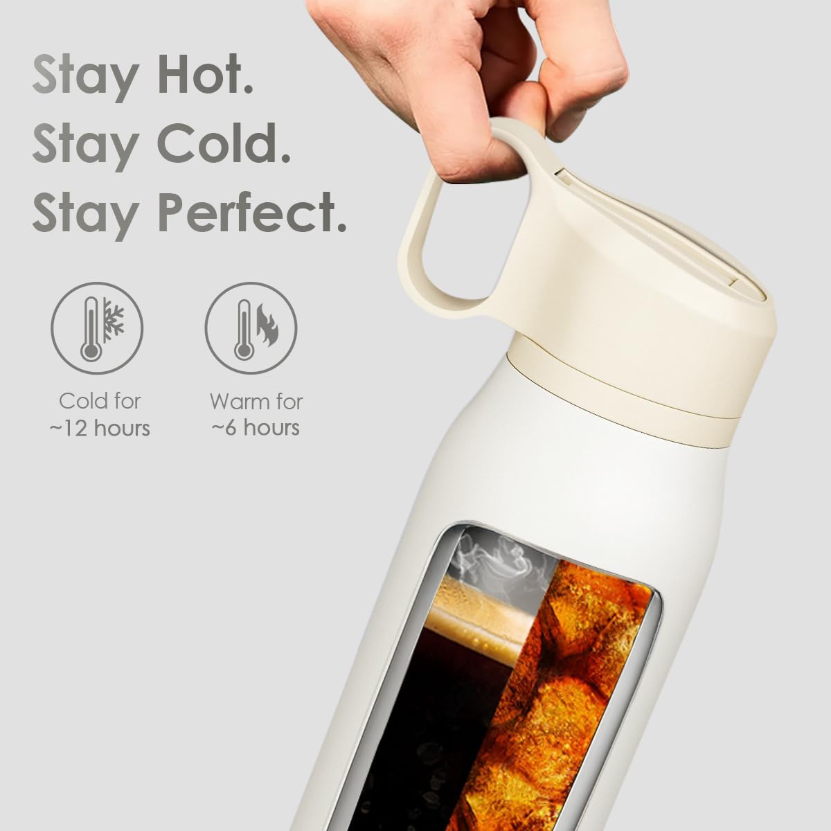 Water Bottle with Twist Lid Insulated Stainless Steel 20oz,Travel Water Bottles for Sports & Gym, Gift for Women Men Birthday Christmas (White) - Image 4