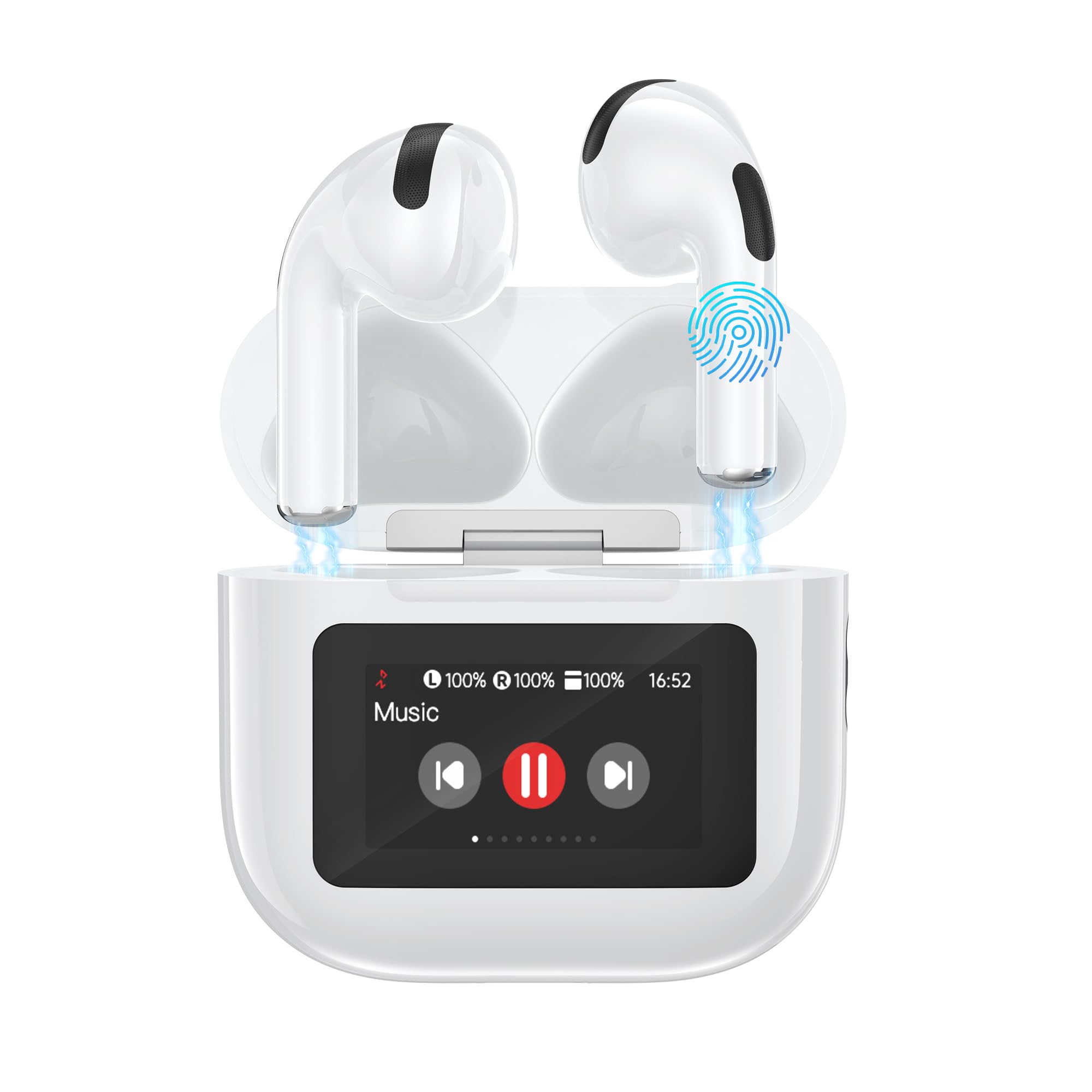 white wireless earbuds for real-time translation 4-in-1 ak12