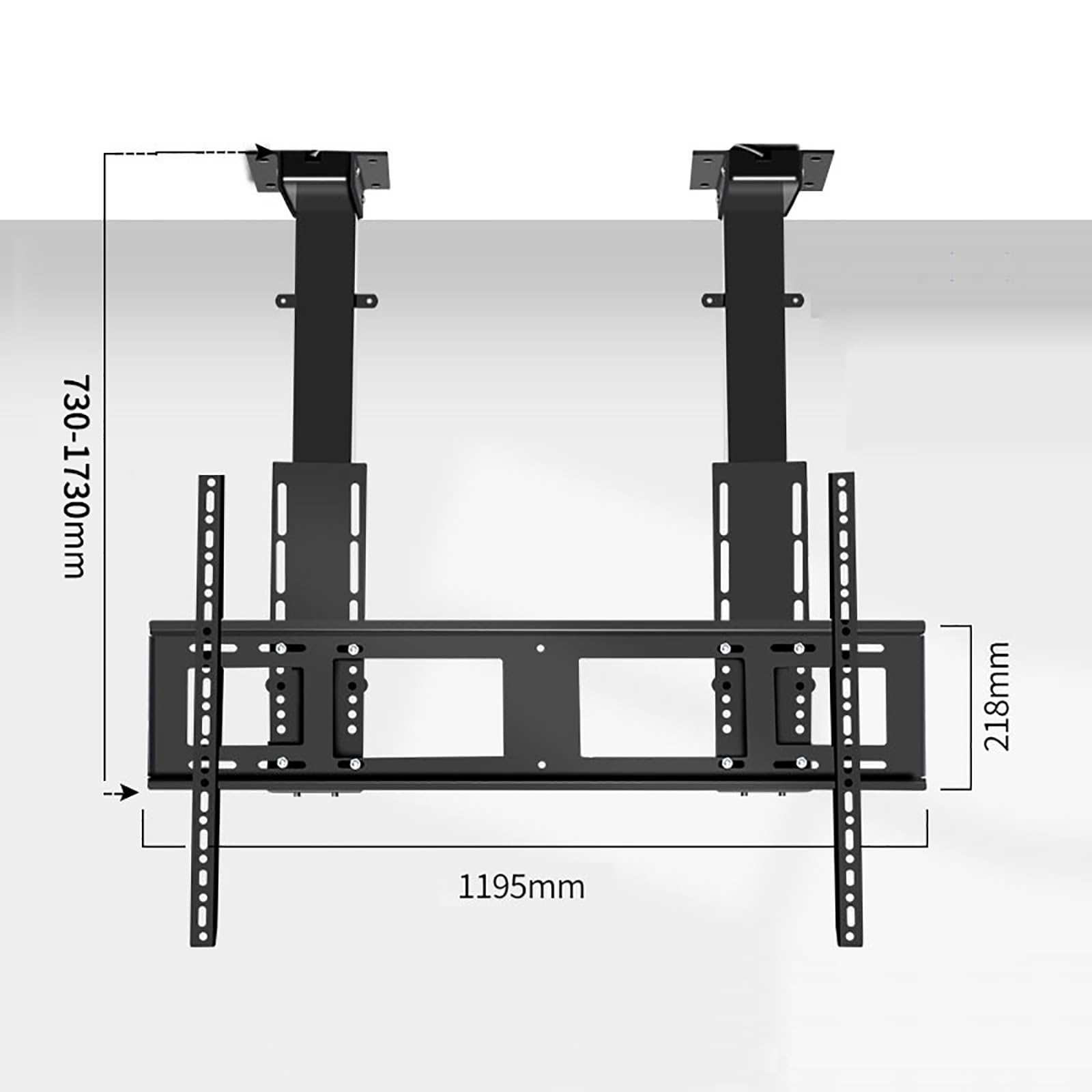 Supporto per TV LCD, supporto elettrico a soffitto, regolabile in altezza con impostazione di memoria e telecomando, adatto per TV da 55 a 120 pollici, VESA max 1100 x 600 mm