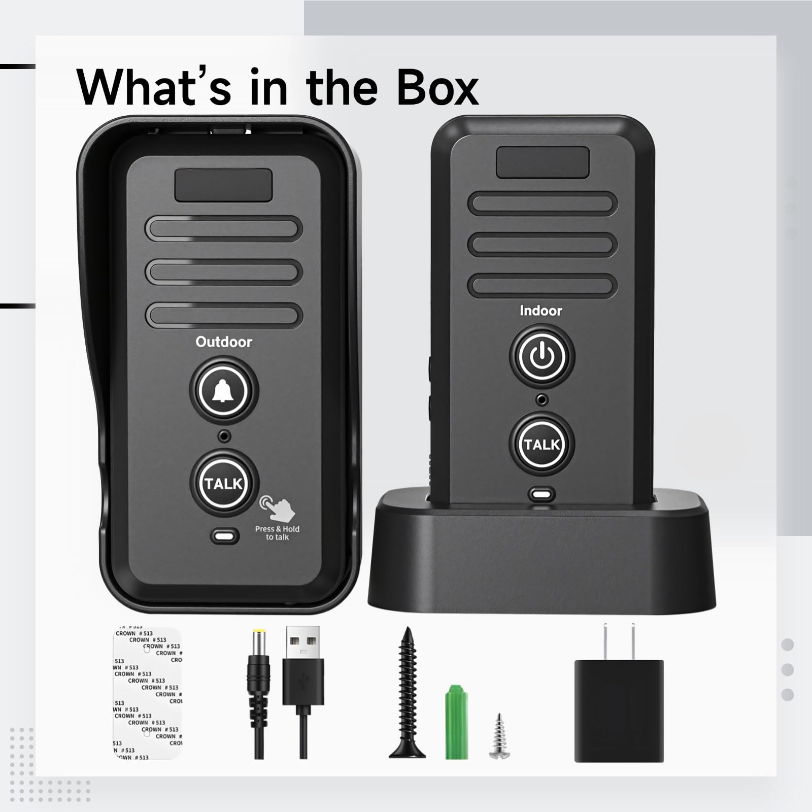Interphone sans fil, appel ultra longue portée, étanche avec son clair, installation facile, pas de WiFi nécessaire, idéal pour la maison et le bureau, transmission de 1,5 km