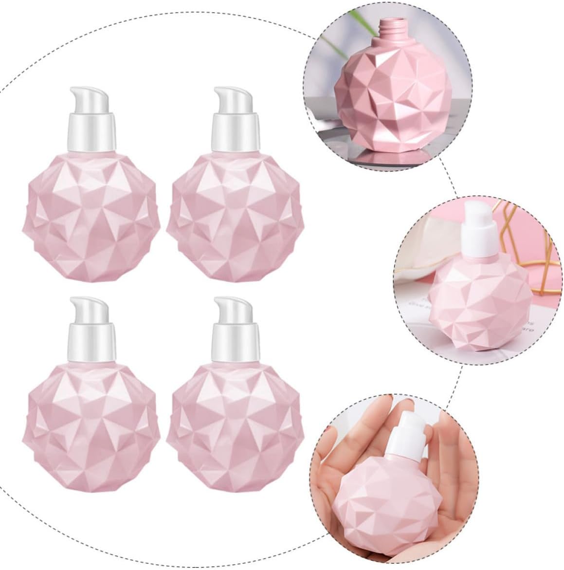 6pcs Pink Plastic Makeup Sub Bottles Sturdy Pe Lotion Bottles with Durian Shape for Travel and Space-saving Hand Cream Storage