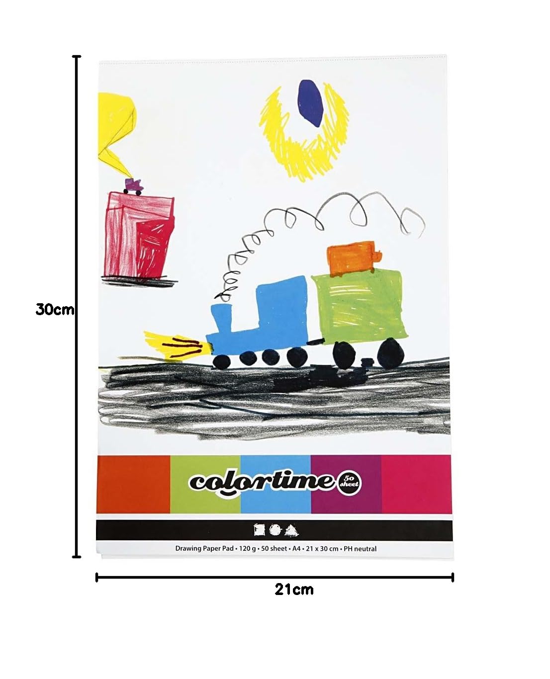 Bloc de papel de dibujo, A4, 21 x 30 cm, 120 g, blanco, 50 hojas