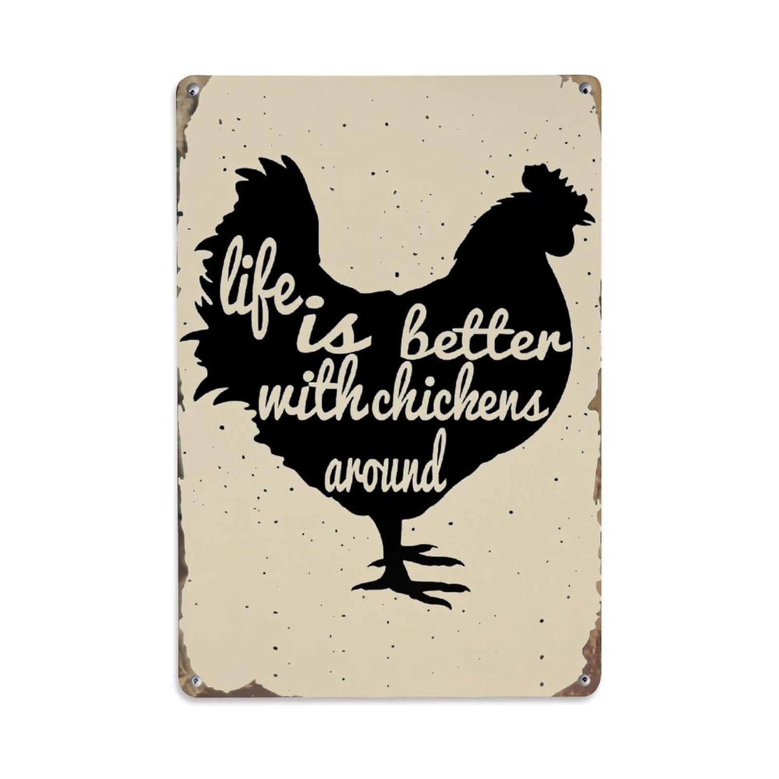 Jdfenggu Vintage Life Is Better With Chickens Retro Metal Tin Sign, Metal Poster For Bar, Home, Man Cave, Kitchen, Laundry Room Art Decor 8X12 Inch