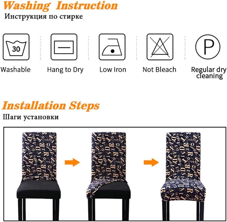 Tvoip 4PCS Spandex Elastic Printing Dining Chair Slipcover Modern Removable Anti-Dirty Kitchen Seat Case Stretch Chair Cover for Banquet (Style13)