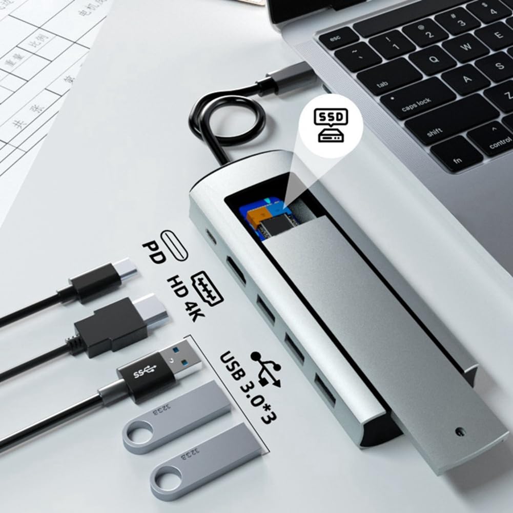 Stacja dokująca 6 w 1 z podwójnym protokołem +NVME ze stopu aluminium 6 w 1 Dual-Protocol +NVME stacja dokująca TYPE-C obudowa dysku twardego M.2 NVME Dual Protocol
