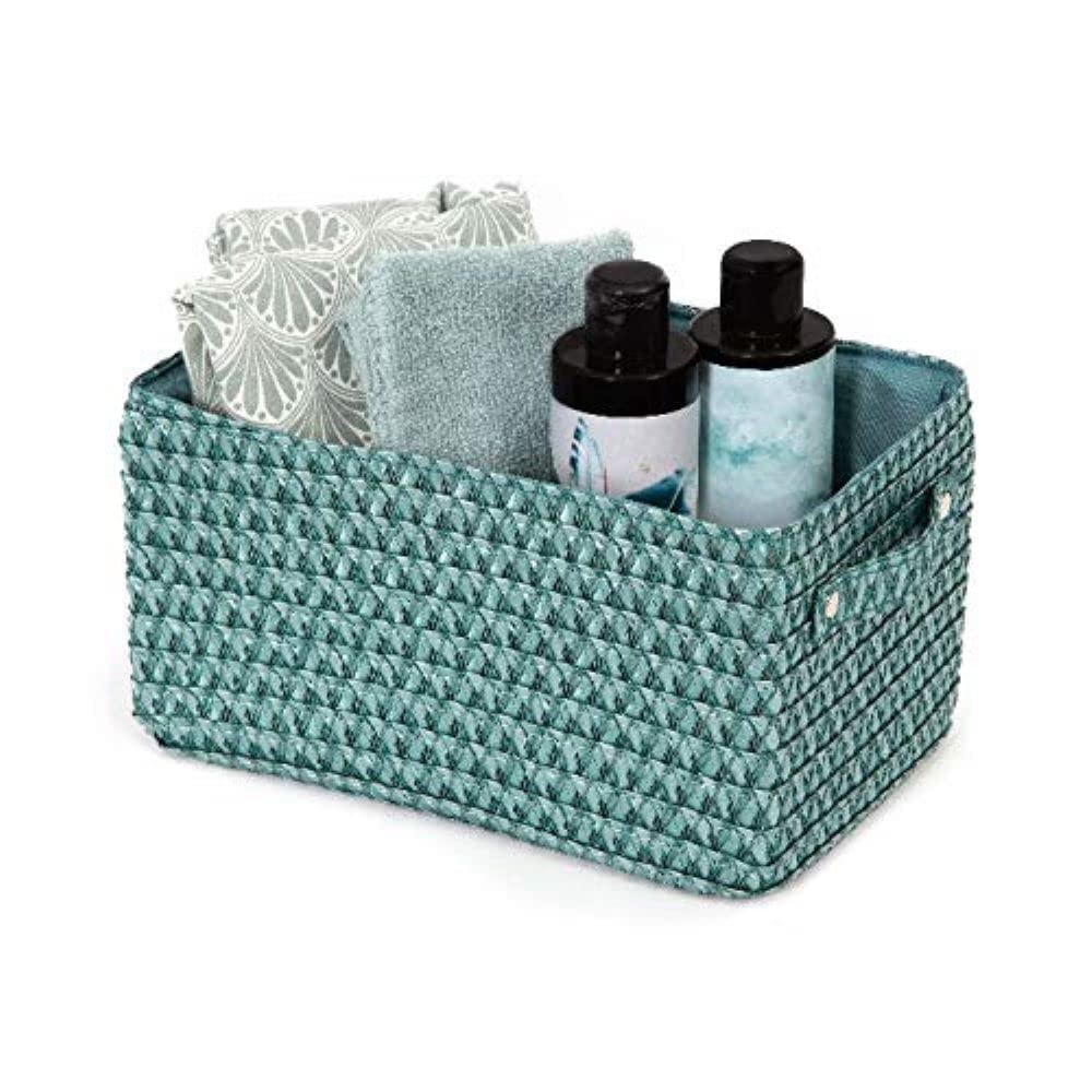 Compactor Lilou Cestino Portaoggetti Con Manici, Tessuto In Polipropilene e Cartone, 23 x 15 x 12 cm, Verde, RAN9699