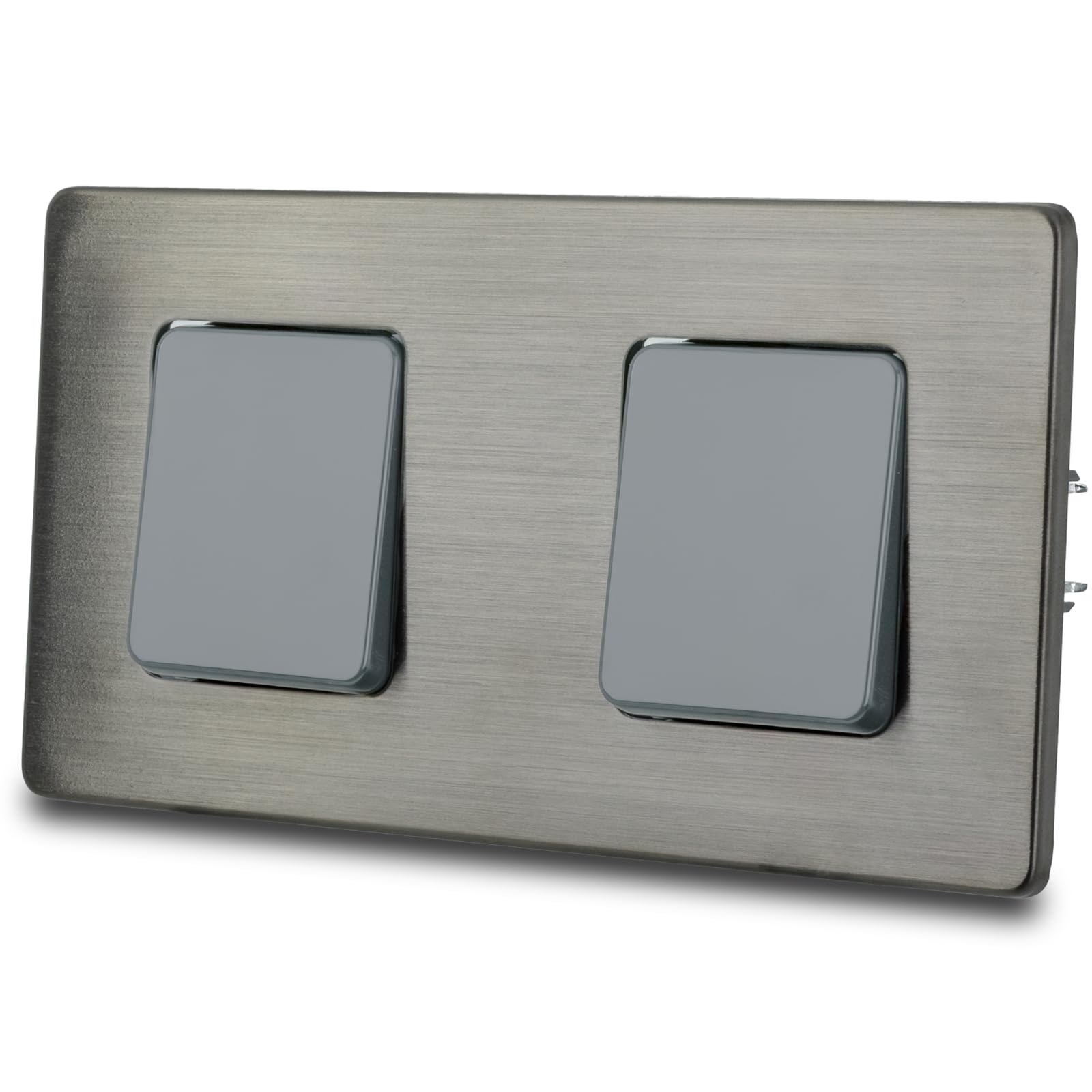 Włącznik Światła Podwójny Szary Krzyżowy Stal Szczotkowana PVD Gunmetal