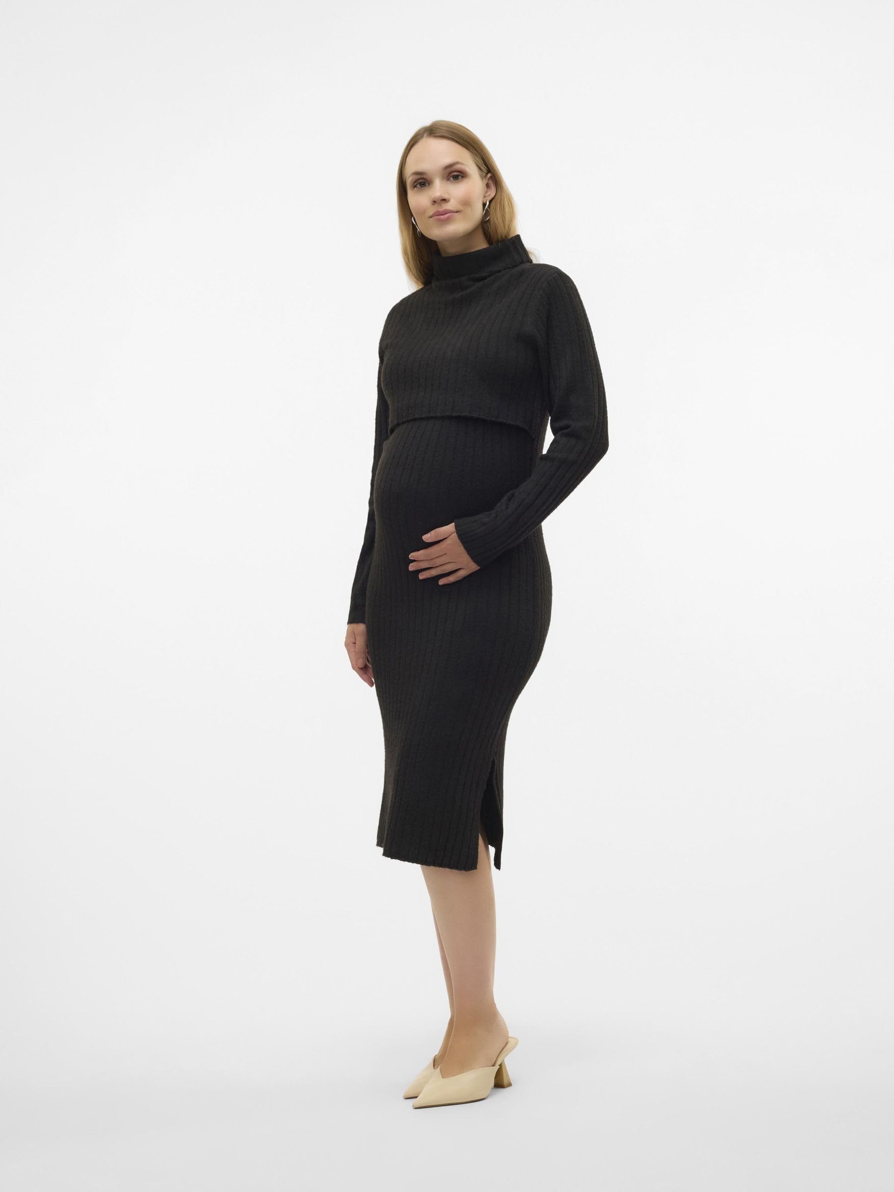Mamalicious Mlsuniva June LS Knit Midi Dress 2f Noos Mlsuniva June LS Knit Midi Dress 2F Noos Donna (Pacco da 1)