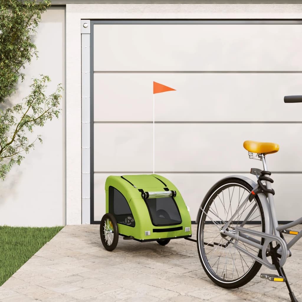 Remolque de bicicleta para mascotas, tela Oxford gris y hierro
