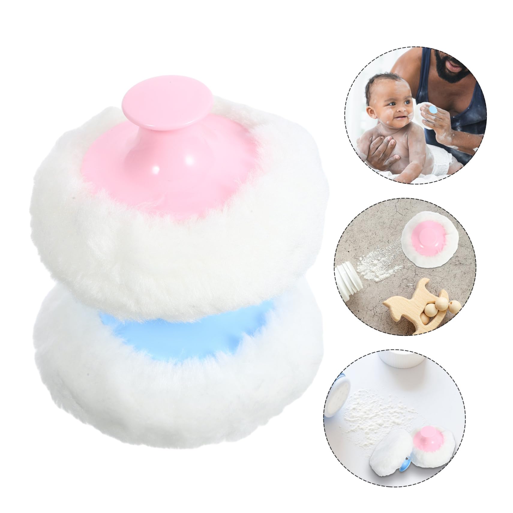 Piumino da Cipria con Manico Morbido 4 Pezzi in Peluche Abs | Applicatore Soffice e Leggero, Pratico da Portare, Adatto per Ragazzo Ragazza e Adulti