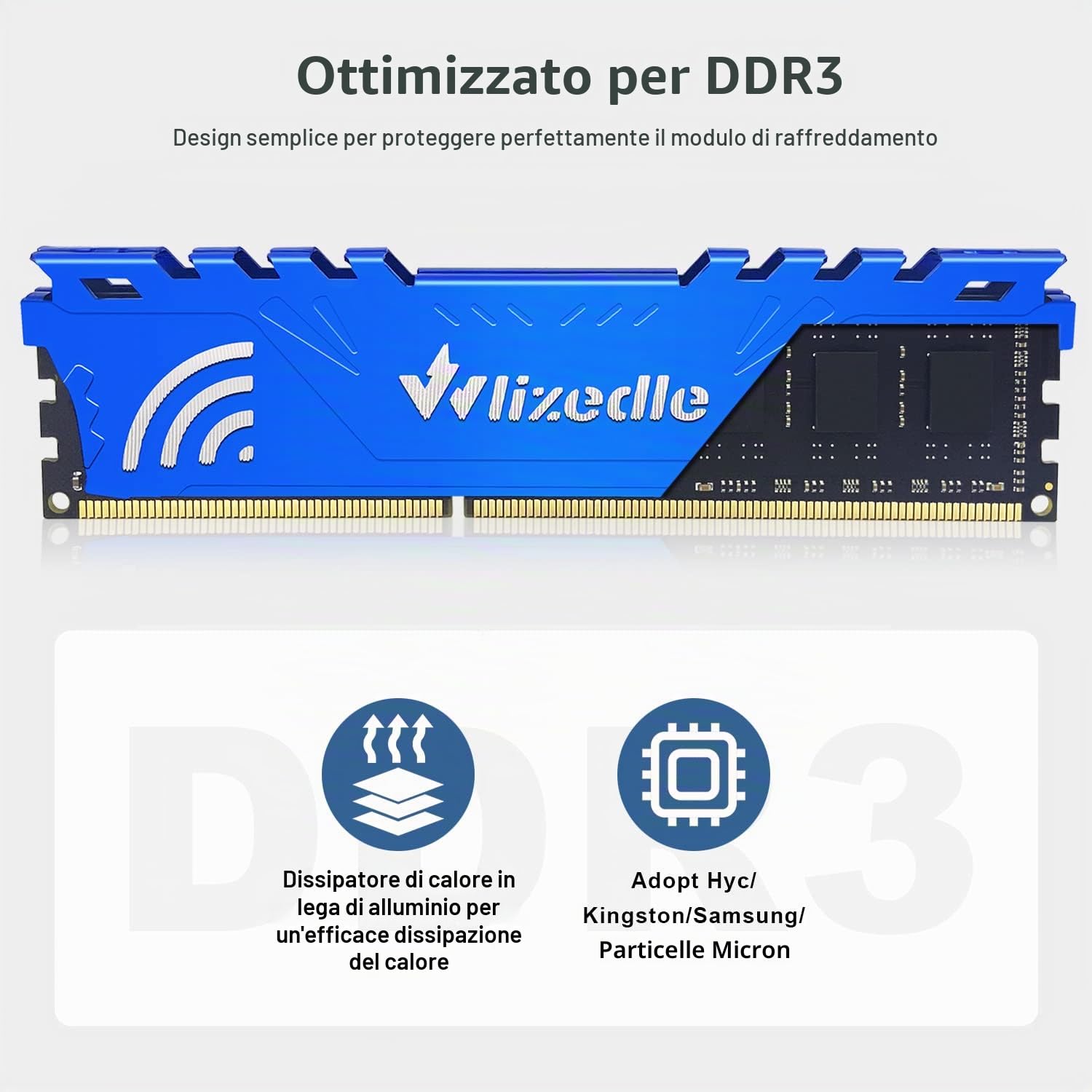 DDR3 Memoria RAM 32GB Kit (4x8GB) 1600MHz CL11 U-DIMM Modulo di Memoria PC3-12800 240-Pin 1,5 V per Desktop Computer, Blu