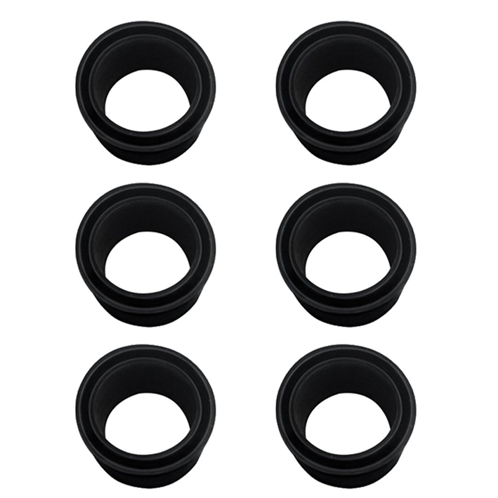 Dovewill 6 Pieces Black Rubber 2'' 50.8mm Rod Holder Insert Protectors for Marine Boat Fishing Bait Board Stainless Steel Rod Holder