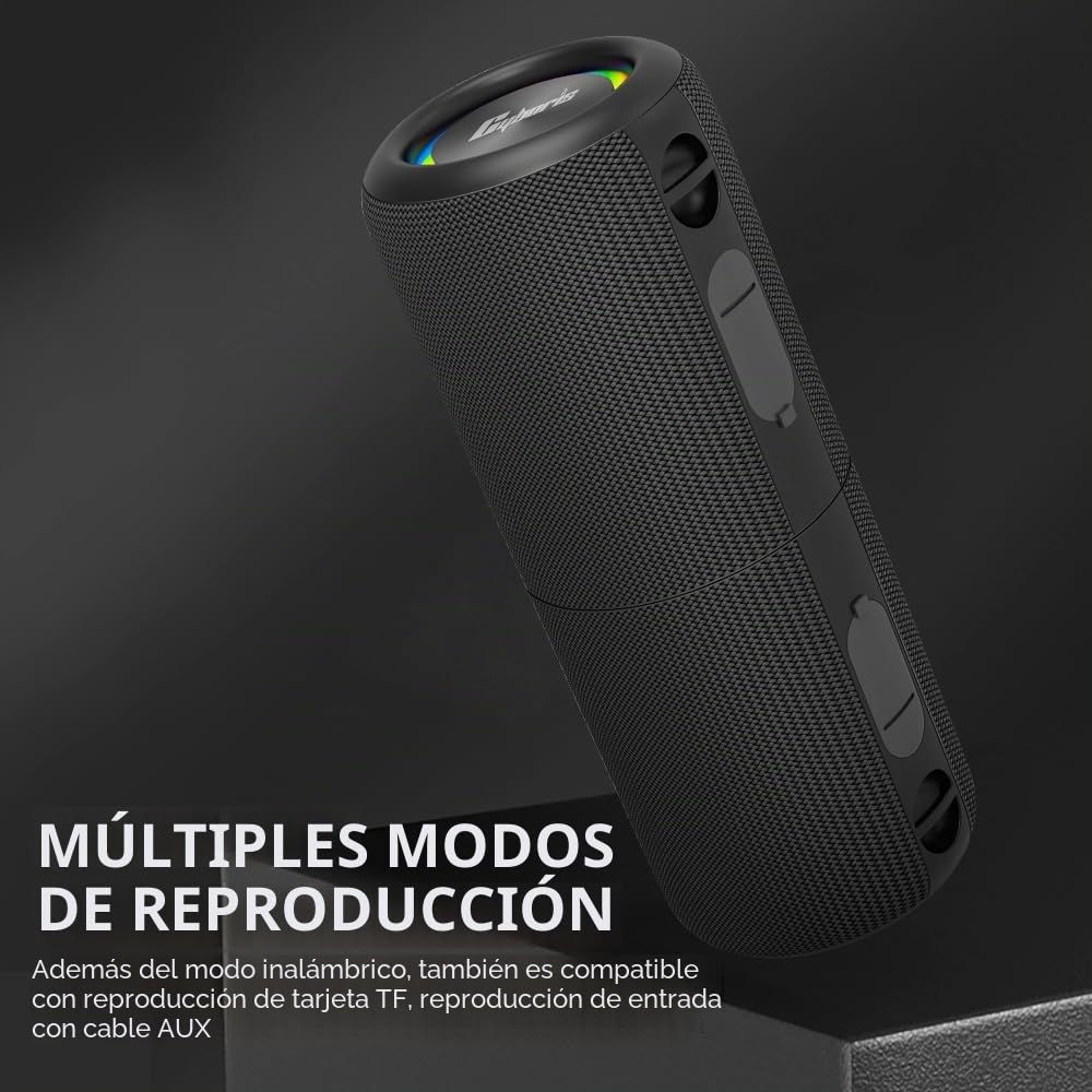 CYBORIS Altavoz Bluetooth portátil 2 en 1, Resistente al Agua, con Sonido estéreo Fuerte de 20 W, 24 Horas de reproducción, emparejamiento inalámbrico Real para el hogar, al Aire Libre o Viajes
