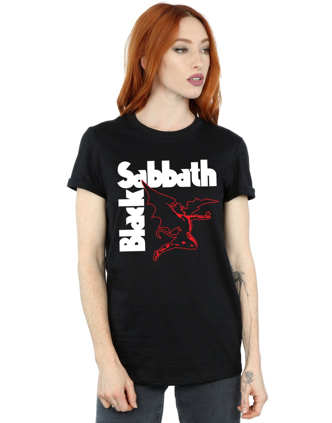 Absolute Cult Women's Black Sabbath Creature Logo Boyfriend Fit T-Shirt Small