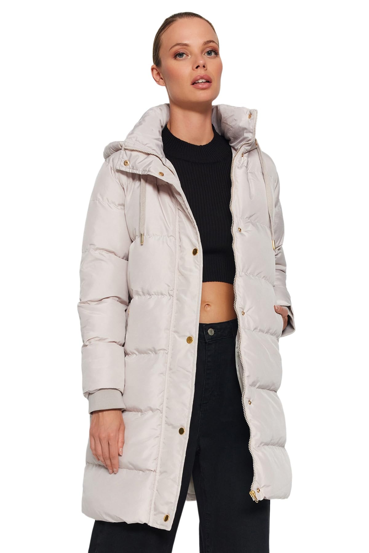 Trendyol Damen Stone Gerade Regulär Mäntel Mittel