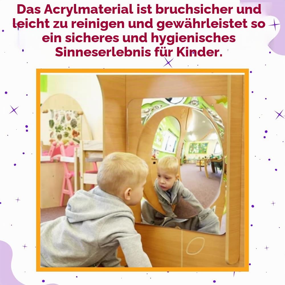 Playlearn Set aus 4 Konvexspiegeln – Sensorische Spiegel – Kinderentwicklung – Fantasie, Kreativität und Sinnesstimulation