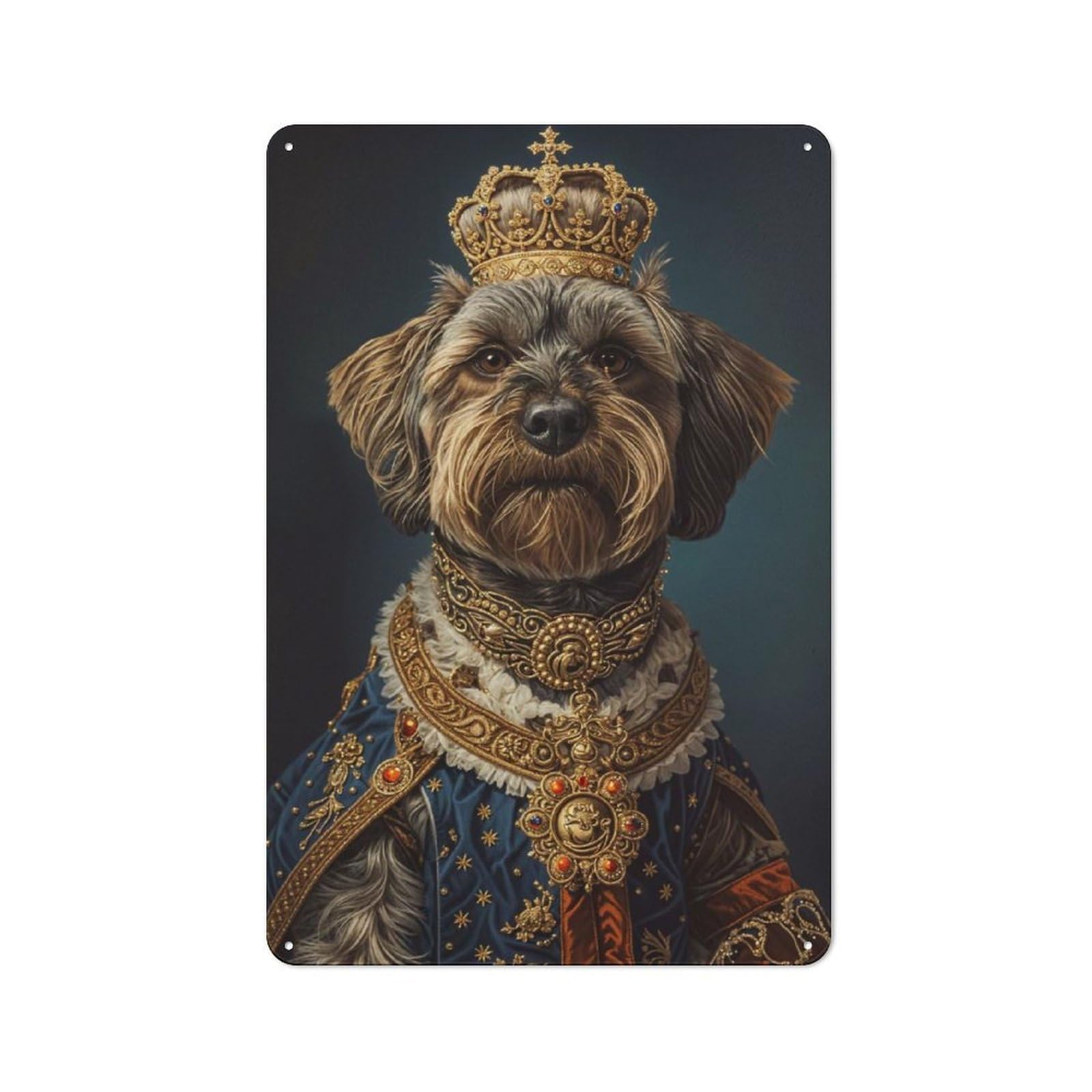 Vintage Dog King Decorative Metal Plaque 30x20cm, Garden Room Wall Plaque for Shed, Garden Room, Porch Or Garage