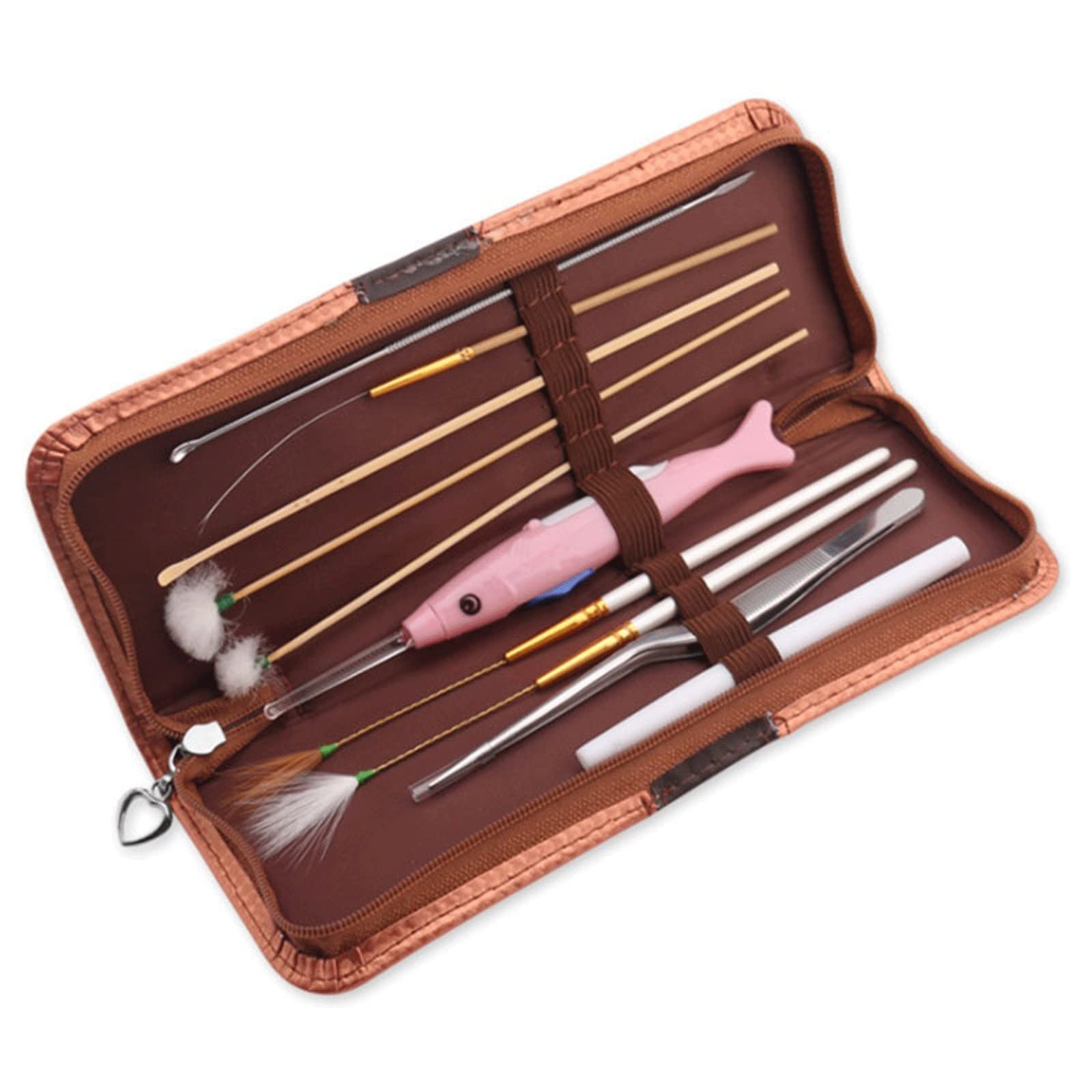 Productos para Eliminar Cerumen, Juego de Herramientas de Limpieza de Cerumen, Cuchara emisora de luz, Pluma de Ganso, Salud para Masaje de