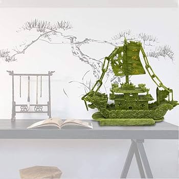 Amazon.co.jp: 翡翠の置物 龍の像 装飾 万事順調 龍舟 船運 運勢