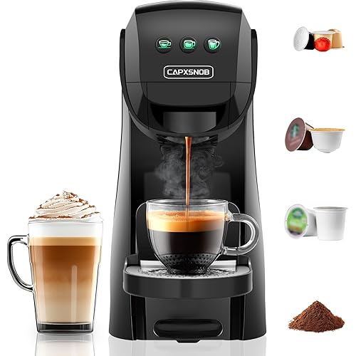 Warriors1 Single Serve Coffee Maker for Keurig K Cup, Espresso Machine for Nespresso Original, Dolce Gusto Pods, Ground Coffee, Cappuccino & Latte Coffee Machine, 20 Bar Espresso Maker, 3 Brew Sizes
