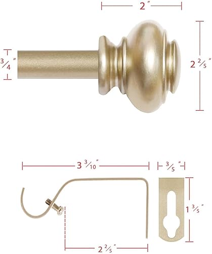 Miniatura 27 de H.VERSAILTEX - Cortinero para ventana ajustable y decorativo de 3/4 pulgadas de diámetro, para una sola ventana, con remates clásicos