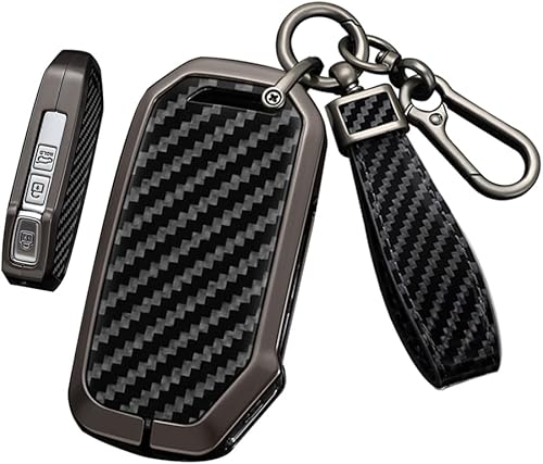 SANRILY Funda de fibra de carbono con patrón de 3 a 4 botones para llavero Kia Soul EV6 Sportage Telluride Forte K3 Cerato Sorento Rio Rio5 Optima