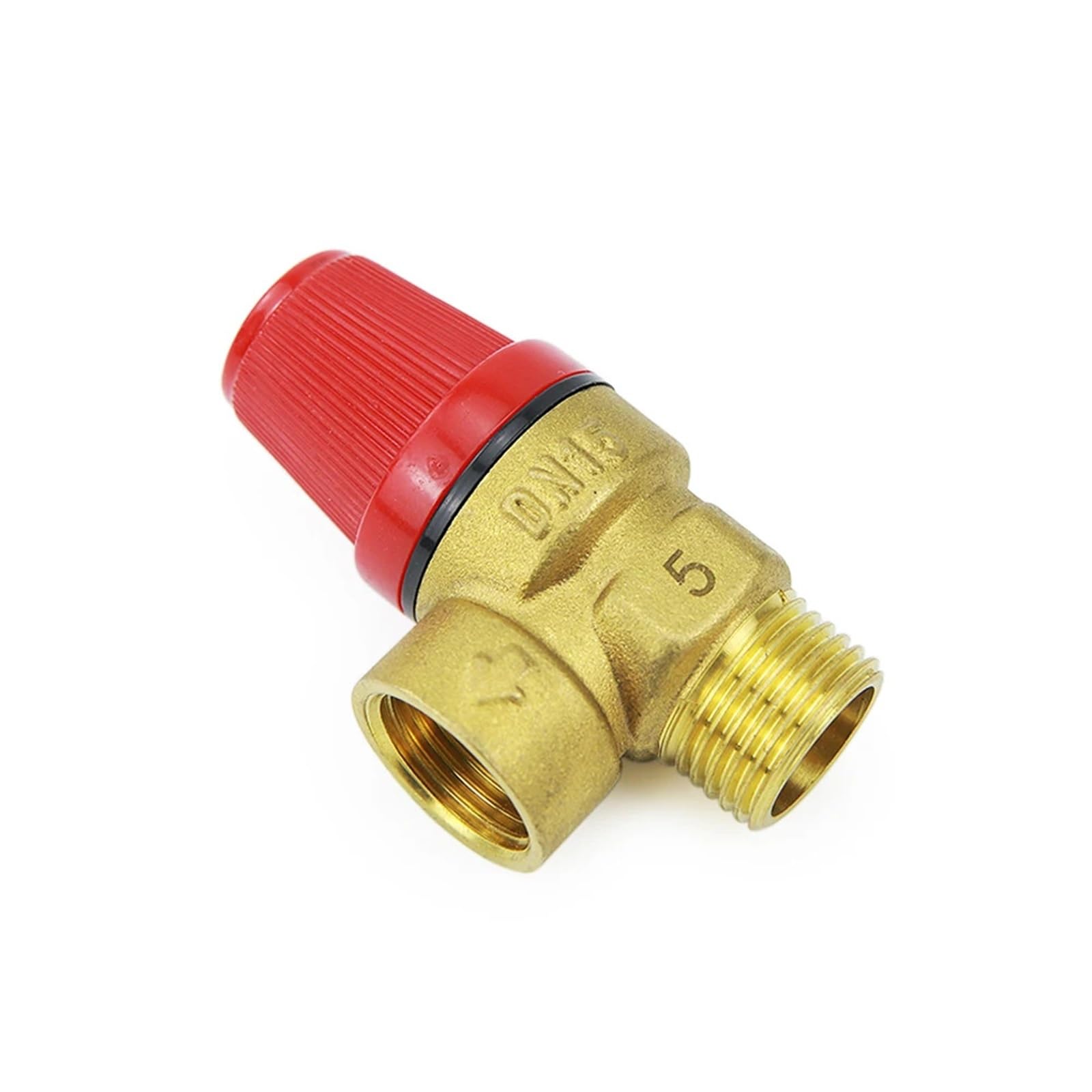 Valvola di sicurezza in ottone con filettatura maschio/femmina da 1/2 pollici 3/5/6/8 Bar for caldaia a gas scaldabagno solare (Color : DN15 Male 1Pc, Size : 5 Bar)