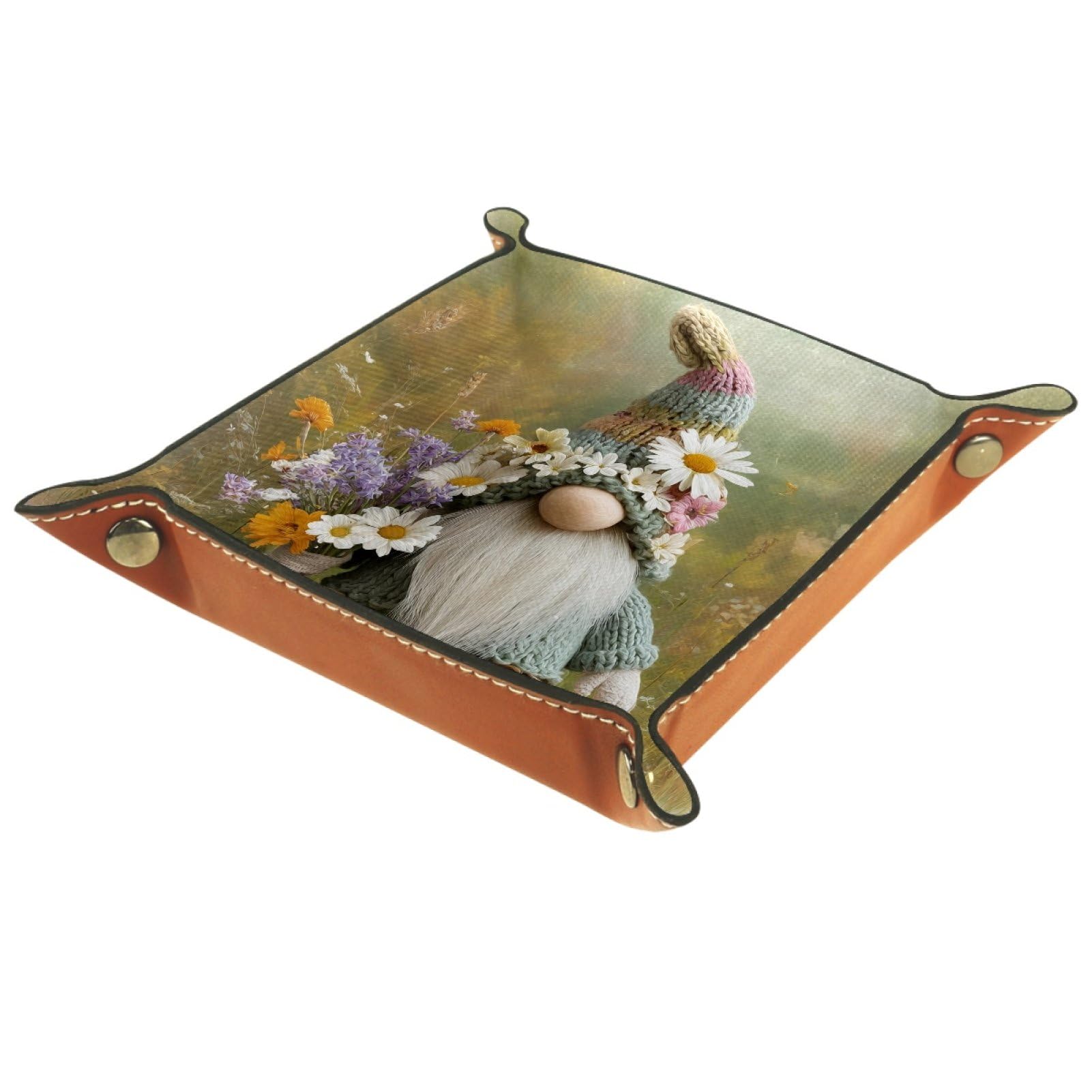 VAPOKF Daisy Gnome Dice Tray, Folding Microfiber Leather Dice Holder for Dungeons and Dragons RPG Dice Gaming D&D and Other Table Games