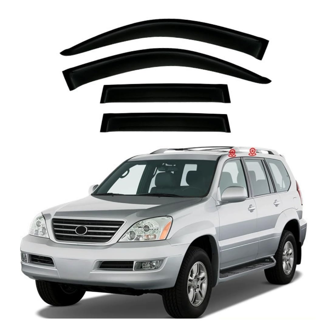 FENGJP Car Window Wind Deflectors for Lexus GX470 J120 2001-2008, Window Wind Deflector Visor Rain Smoke Guards Automotive Accessories