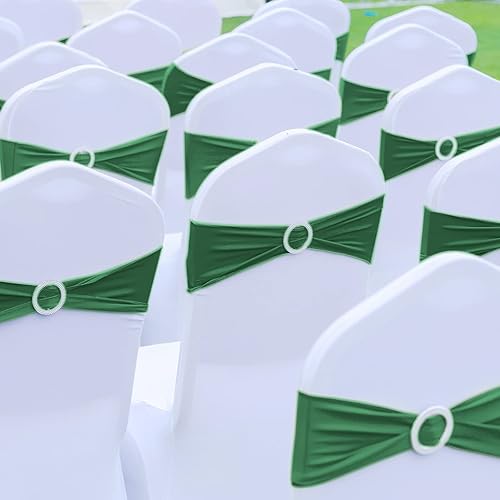 Miniatura 5 de Tegeme 80 bandas y lazos para silla, banda elástica de elastano con hebilla para bodas, banquetes de hotel, fiestas de cumpleaños y decoración a
