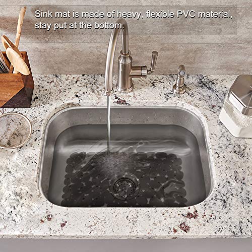 Bligli Pebble Sink Mat for Stainless Steel/Ceramic Sinks, PVC Sink Protectors for Bottom of Kitchen Sink, Dishes and Glassware, Fast Draining, 15.8 x 11.8 inch (1 PACK, Grey) - Thumbnail 4