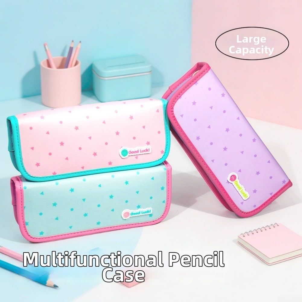 Estuche Tres Compartimentos Grande Multicapa Lápices Rotuladores Tela Oxford Impermeable Uso Diario Escuela Universidad 22x10x8cm(pink)