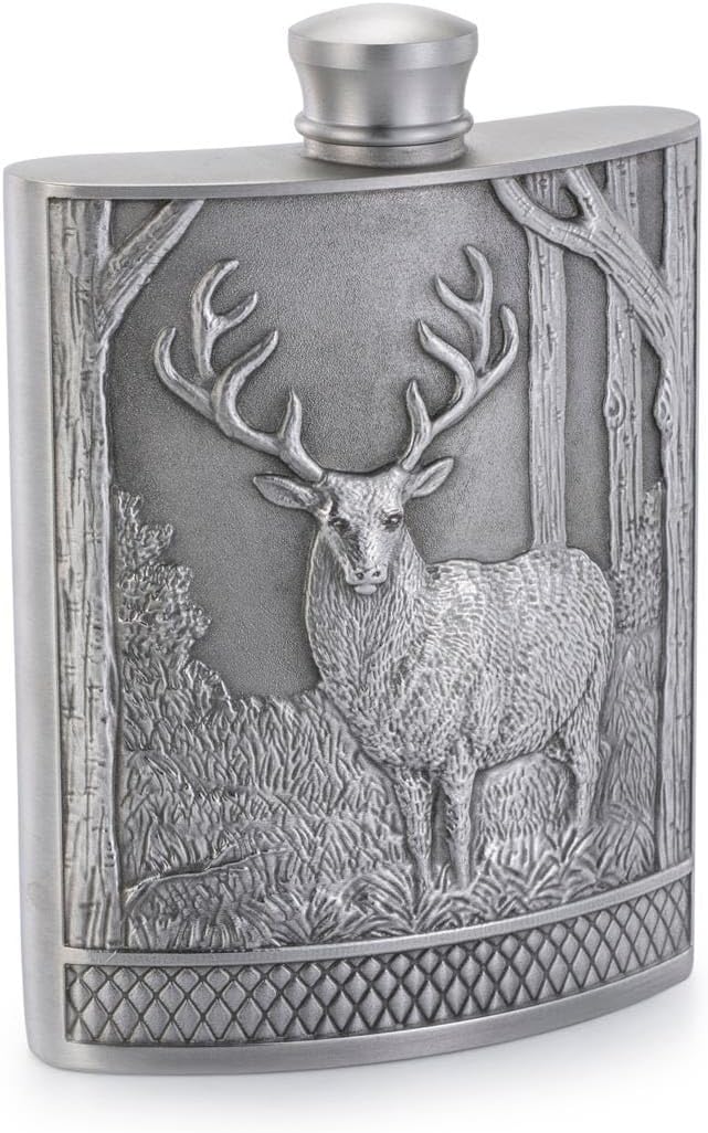 Royal Selangor Hand Finished Woodland Collection Pewter Stag Hip Flask Gift