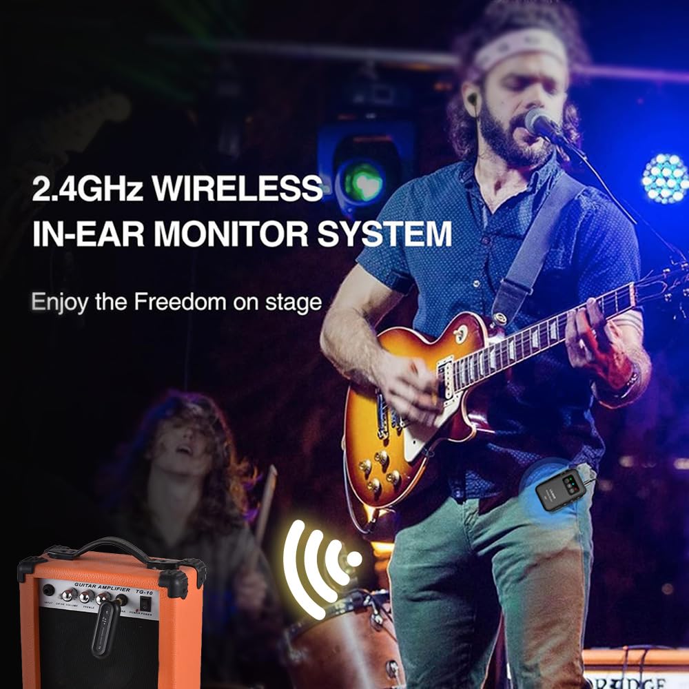 2.4G Wireless in Ear Monitor System Professional High Fidelity Sound Sound Rechargeable Transmetteur Receiver Ensemble avec faible latence pour des performances en direct et